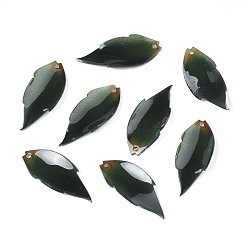 Dark Slate Gray Plastic Pendants, Leaf, Dark Slate Gray, 28.5x12x3mm, Hole: 1mm