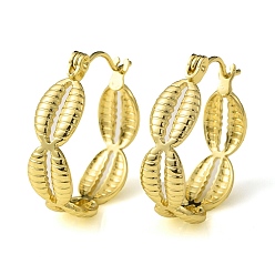 Golden 304 Stainless Steel Shell Shape Hoop Earrings for Women, Golden, 21x19.5x6mm, Pin: 0.7mm