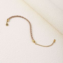 Лиловый Браслеты из витого нейлонового шнура для женщин, 304 из нержавеющей стали застежкой омар, реальный 18 k позолоченный, сирень, 6-3/4 дюйм (17 см)