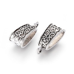 Античное Серебро Бейлы тибетского стиля, бейлы, без кадмия и без свинца, треугольные, античное серебро, 19x9x7 мм, отверстие : 1 мм, внутренний диаметр: 12x4 мм