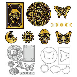 Mixed Shapes Гадания тема углеродистая сталь горячая фольга пластина металлические штампы, для тиснения скрапбукинга своими руками, фото ablum ремесло изготовление шаблона, цвет нержавеющей стали, разнообразные, 115~123x111~126x0.8 мм, 2 шт / комплект