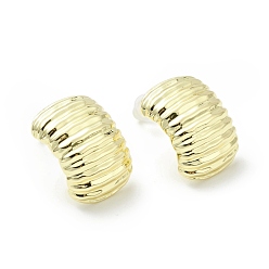 Golden Alloy Curved Rectangle Stud Earrings with 925 Sterling Silver Pins for Women, Golden, 17x12x6.5mm, Pin: 0.7mm