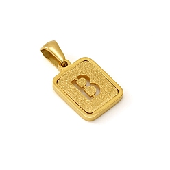 Letter B Шкентели нержавеющей стали, реальный 18 k позолоченный, прямоугольные, В письме, 15x12 мм