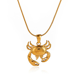 Golden Summer Beach 304 Stainless Steel Pendant Necklaces, Crab, Golden, 15.75 inch(40cm), pendant: 21x20mm