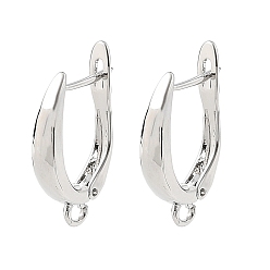 Platinum SHEGRACE Brass Hoop Earring Findings, with Loop, Cadmium Free & Lead Free & Nickel Free, Platinum, 19.5x13x4mm, Hole: 1.6mm, Pin: 1mm