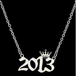 Number Год рождения короны 201 ожерелья из нержавеющей стали для женщин, цвет нержавеющей стали, число 2013, 17.72 дюйм (45 см)