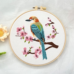 Light Sea Green DIY Embroidery Kits, Including Printed Fabric, Embroidery Thread & Needles, Embroidery Hoop, Light Sea Green, 200mm