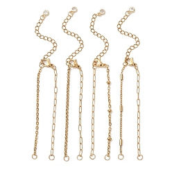 Золотой 4 шт. 4 стили 304 изготовление браслетов из смешанных цепочек из нержавеющей стали, золотые, 5.79 дюйм (14.7 см), отверстие : 2.5 мм, 1 шт / стиль