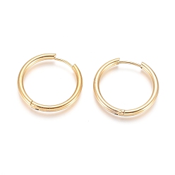 Golden Ion Plating(IP) 304 Stainless Steel Huggie Hoop Earrings, Hypoallergenic Earrings, with 316 Surgical Stainless Steel Pin, Golden, 10 Gauge, 25x2.5mm, Pin: 1mm, Inner Diameter: 20mm