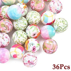 Mixed Color 36Pcs 6 Styles Round Food Grade Eco-Friendly Silicone Focal Beads, Mixed Color, 15x15mm, Hole: 2~3mm, 6pcs/style