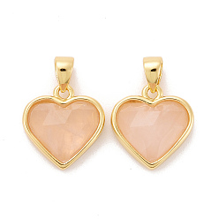 Розовый Кварц Природного розового кварца прелести, с настоящими 18 к золотыми медными выводами, долговечный, без свинца и без кадмия, сердце, 12x11.5x5 мм, отверстие : 4x3 мм