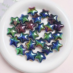 Разноцветный Пластиковые бусины с УФ-покрытием, переливающаяся звезда, красочный, 22x22 мм, отверстие : 2.8 мм