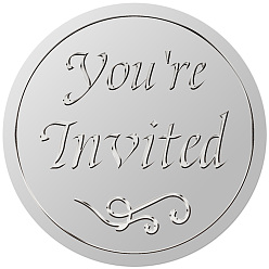 Слово Круглые пластиковые наклейки с тиснением из серебряной фольги, Вас приглашают самоклеящиеся печати для сертификатов о наградах, наклейки с печатью, слово, 38 мм, 4шт / лист