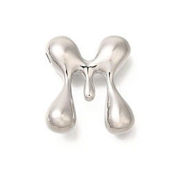 Letter M Стойки обшивки латунные бусины, письмо-шар, для изготовления именных ожерелий, долговечный, без свинца и без кадмия, платина, Буква М, 24x20x7 мм, отверстие : 2 мм