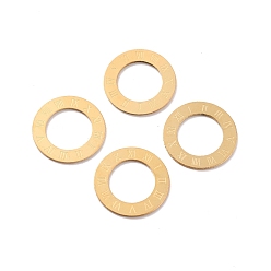 Золотой Ионное покрытие (ip) 304 соединительные кольца из нержавеющей стали, кольцо с римскими цифрами 1~12, золотые, 15.5x0.5 мм, отверстие : 9.5 мм