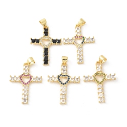 (52) Непрозрачная лаванда Латунные микро проложить кубического циркония подвески, пересекаются с сердцем, стойки покрытие, без кадмия и без свинца, долговечный, реальный 18 k позолоченный, разноцветные, 27x19.5x3 мм, отверстие : 3x3 мм