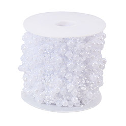 Белый Акриловые цепочки с жемчужными шариками, с катушкой, белые, 2.5 mm и 7.5 mm, около 196.85 футов (60 м) / рулон