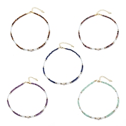 Смешанные камни Ожерелье из бисера из натуральных смешанных драгоценных камней, жемчуга и опалита для женщин, 15.91 дюйм (40.4 см)