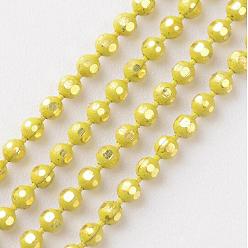 Золотистый Латунные граненые шариковые цепи, пайки, стойки покрытие, два тона, золотые, 1.5 мм