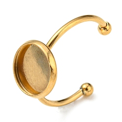 Золотой Ионное покрытие (ip) 304 открытые кольца манжеты из нержавеющей стали, настройка кольца безеля с 201 поддоном из нержавеющей стали, без никеля , плоско-круглые, золотые, размер США 8 1/2 (18.5 мм), лоток : 10 мм
