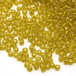 Желтый 8/0 стакан бисер, серебряная линия круглое отверстие, круглые, желтые, 3 мм, Отверстие: 1 мм, о 10000 бисер / фунт