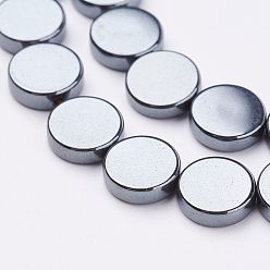 Non-magnetic Hematite Non-magnetic Synthetic Hematite Beads Strands, Flat Round, 8x2mm, Hole: 1mm, about 50pcs/strand, 15.55 inch