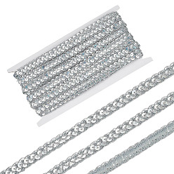Silver Polyester Braided Lace Trim, Sewing Centipede Lace Ribbon, for Clothes Curtains Accessories, Silver, 1/2 inch(13mm)