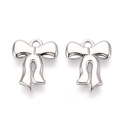 Платина Стойки подвески обшивки сплава, бантом, без кадмия, без никеля и без свинца, платина, 15.5x12.5x2 мм, отверстие : 1.5 мм