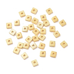 Золотой 925 шарики стерлингового серебра, квадратный, реальный 18 k позолоченный, 3x3x1 мм, отверстие : 1 мм, Около 125 шт / 10 г