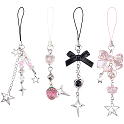 (52) Непрозрачная лаванда 4 шт. 4 стили акриловые мобильные ремни, звезда-бабочка, разноцветные, 127~145 мм, 1 шт / стиль