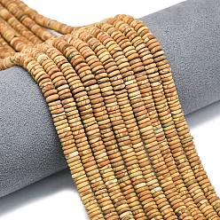 Деревянный Кружевный Камень Нити из матового натурального дерева, кружева, камня, рондель, 6x2 мм, отверстие : 1 мм, около 150~160 шт / нитка, 14.57~14.96'' (37~38 см)