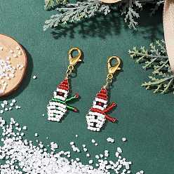 (52) Непрозрачная лаванда 2 шт. подвесные украшения из стеклянных бусин в виде снеговика, с карабин-лобстерами , разноцветные, 49 мм