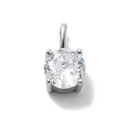 Посеребрённый 925 серебро 925 пробы с подвесками из циркония, круглые, 925 серебро покрытием, 10.5x6x4.5 мм, отверстие : 3.5x2 мм