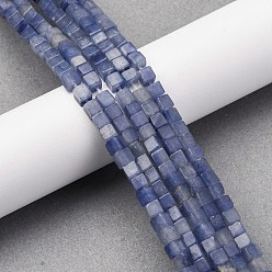 Синий Авантюрин Натуральный синий авантюрин бусины бусины нити, кубические, окрашенная и подогревом, 3.5~4.5x3.5~4.5x3.5~4.5 мм, отверстие : 1~1.2 мм, около 90~96 шт / нитка, 15.24~15.55'' (38.7~39.5 см)