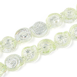 Нектар Гальванизируйте прозрачное стекло бисер нитей, форма спиральной оболочки, с половиным покрытием, с покрытием AB цвета, нектар, 12.5~13x11.5~12x5 мм, отверстие : 0.9~1 мм, около 50 шт / нитка, 24.80 дюйм (63 см)