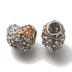 Платина Наберешь покрытие эмали сплава европейские шарики, со стразами, бусины с большим отверстием, без свинца и без кадмия, сердце с клевером, платина, 12.5x12x10 мм, отверстие : 5 мм