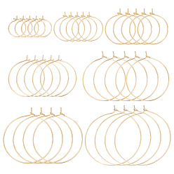 Золотой 54шт. 7 стили латунные серьги-кольца фурнитура, бокал шарма кольца, долговечный, золотые, 21 датчик, 15~45x16~45x3.5~4 мм, штифты : 0.7 мм