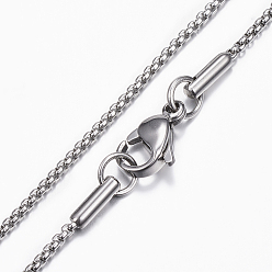 Stainless Steel Color 304 Stainless Steel Box Chain Necklaces, with Lobster Claw Clasps, Stainless Steel Color, 23.6 inch(60cm)