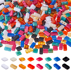 (52) Непрозрачная лаванда 480 шт 16 цвета непрозрачные акриловые бусины, Прямоугольник и квадрат, разноцветные, 5.2~8x4~5.2x2~3 мм, отверстие : 0.8~1 мм, 30 шт / стиль