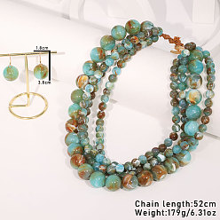 Круглые Комплекты серег и многослойных ожерелий из акрила, сплава и воска для женщин, золотые, круглые, 20.47 дюйм (52 см)