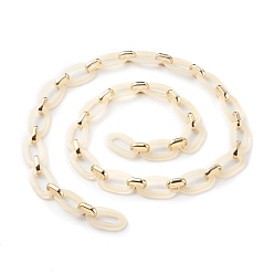 пшеница Акриловые кабельные цепи ручной работы, с пластиковым соединительным кольцом CCB, Плоско-овальные, цвет пшеницы, 36.5x21x3.5 мм, 19x12x4.5 мм, около 39.37 дюйм (1 м) / прядь