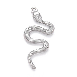 Платина Большие сплавочные подвески, змея, без кадмия и без свинца, платина, 51x25x3.5 мм, отверстие : 2 мм