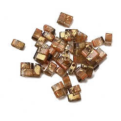 Светло-коричневый 2 Прозрачный стеклянный бисер, , прямоугольные, загар, 5x2.5x2 мм, отверстие : 0.7 мм