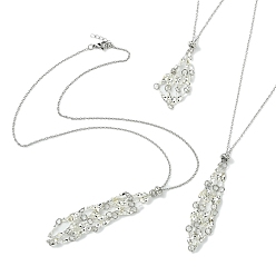 Платина 3 шт. 3 стильный латунный мешочек в стиле макраме, пустой держатель для камней для изготовления подвесок, ожерелий, с 304 кабельными цепочками из нержавеющей стали, платина, 20.47 дюйм (52 см), 1 шт / стиль