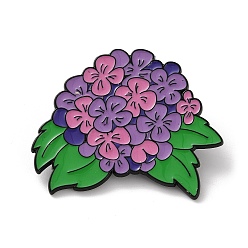 Фиолетовый Эмалевые булавки гортензия, булавки для лацканов из сплава для одежды рюкзака, чёрные, фиолетовые, 32x39.5 мм