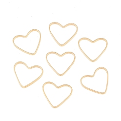 Настоящее золото 24K Латунные соединительные колечки, долговечный, сердце, реальный 24 k позолоченный, 15x18.5x1 мм, внутренний диаметр: 17.5x12 мм