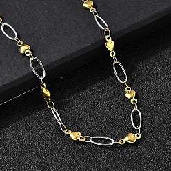 Золотой & Цвет Нержавеющей Стали 304 ожерелья из нержавеющей стали в форме сердца для женщин, золотые и нержавеющая сталь цвет, 17.83 дюйм (45.3 см)