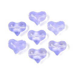 Средний Синий Шифер Прозрачные стеклянные бусины, сердце, средний грифельно-синий, 14x17x9 мм, отверстие : 1.4 мм, Около 460 шт / 1000 г