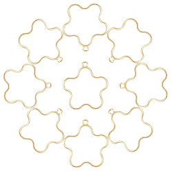 Golden Rack Plating Alloy Star Open Back Bezel Pendants, For DIY UV Resin, Epoxy Resin, Pressed Flower Jewelry, Lead Free & Nickel Free, Golden, 42x39x3.5mm, Hole: 3mm, 30pcs/box