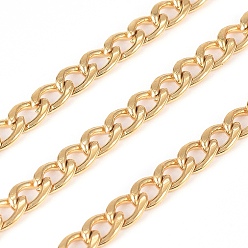 Настоящее золото 18K Ионное покрытие (ip) 304 кубинские звенья из нержавеющей стали, массивные цепи для бордюров, с катушкой, несварные, реальный 18 k позолоченный, 6~7x4.5x2 мм, около 32.81 футов (10 м) / рулон